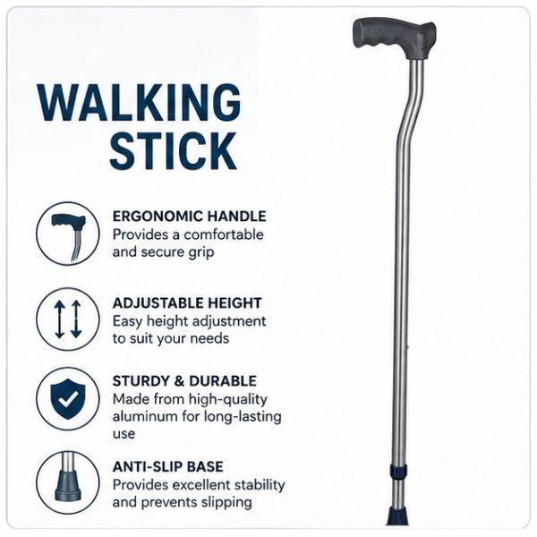 Adjustable Aluminum Rehabilitation Walking Aid Stick